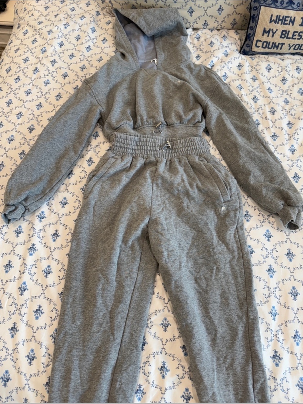 For Love & Lemons Heather Gray high Waist Jogger Set